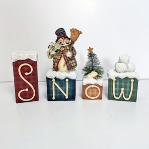 Vintage Crazy Mountain Mindy Cain SNOW Blocks Christmas decor, in box